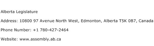 Alberta Legislature Address Contact Number