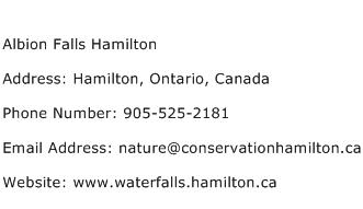 Albion Falls Hamilton Address Contact Number