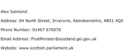 Alex Salmond Address Contact Number