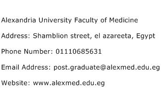 Alexandria University Faculty of Medicine Address Contact Number