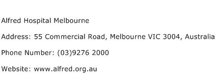 Alfred Hospital Melbourne Address Contact Number
