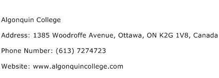 Algonquin College Address Contact Number