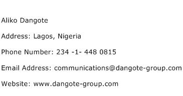 Aliko Dangote Address Contact Number