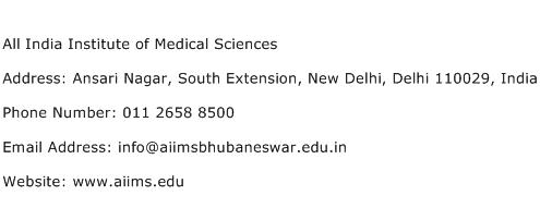 All India Institute of Medical Sciences Address Contact Number