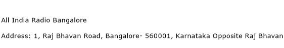 All India Radio Bangalore Address Contact Number