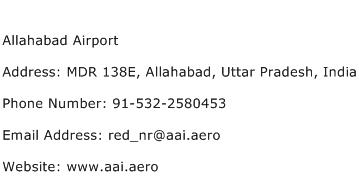 Allahabad Airport Address Contact Number