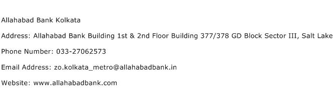 Allahabad Bank Kolkata Address Contact Number