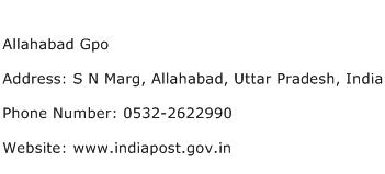 Allahabad Gpo Address Contact Number