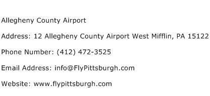 Allegheny County Airport Address Contact Number