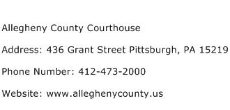 Allegheny County Courthouse Address Contact Number