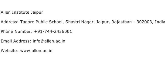 Allen Institute Jaipur Address Contact Number
