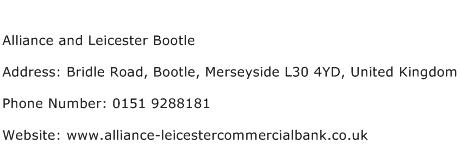 Alliance and Leicester Bootle Address Contact Number