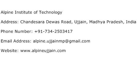 Alpine Institute of Technology Address Contact Number