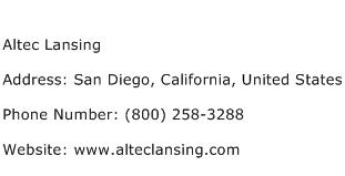 Altec Lansing Address Contact Number