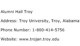 Alumni Hall Troy Address Contact Number