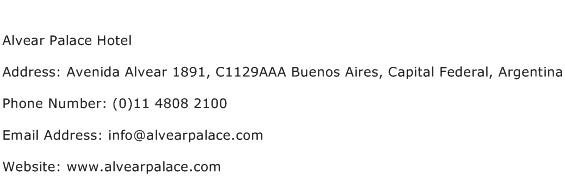 Alvear Palace Hotel Address Contact Number