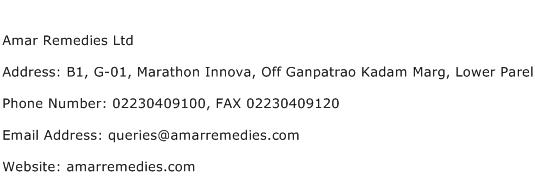 Amar Remedies Ltd Address Contact Number