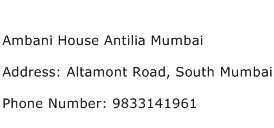 Ambani House Antilia Mumbai Address Contact Number