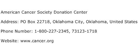 American Cancer Society Donation Center Address Contact Number