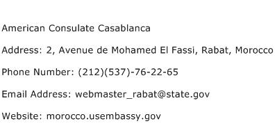 American Consulate Casablanca Address Contact Number