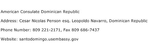 American Consulate Dominican Republic Address Contact Number