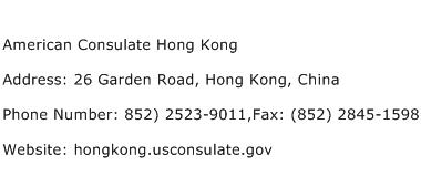 American Consulate Hong Kong Address Contact Number