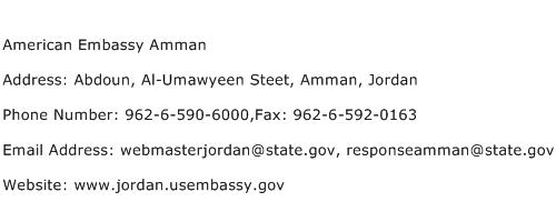 American Embassy Amman Address Contact Number