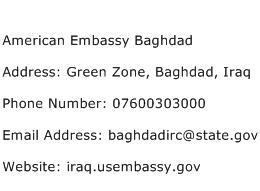 American Embassy Baghdad Address Contact Number