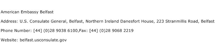 American Embassy Belfast Address Contact Number