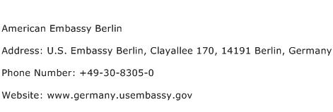 American Embassy Berlin Address Contact Number