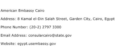 American Embassy Cairo Address Contact Number