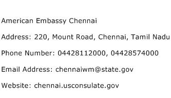 American Embassy Chennai Address Contact Number