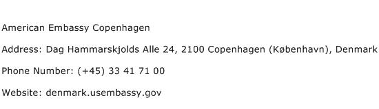 American Embassy Copenhagen Address Contact Number