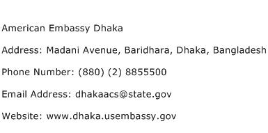American Embassy Dhaka Address Contact Number