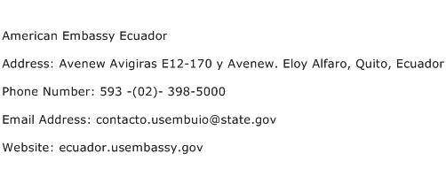 American Embassy Ecuador Address Contact Number