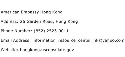 American Embassy Hong Kong Address Contact Number