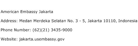 American Embassy Jakarta Address Contact Number