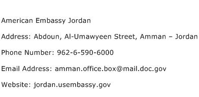 American Embassy Jordan Address Contact Number