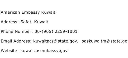 American Embassy Kuwait Address Contact Number
