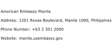 American Embassy Manila Address Contact Number
