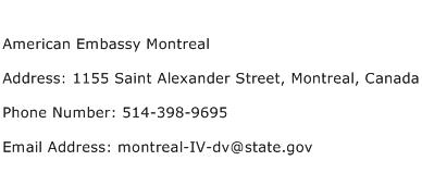 American Embassy Montreal Address Contact Number