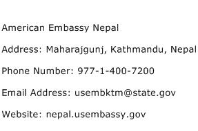 American Embassy Nepal Address Contact Number