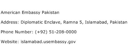 American Embassy Pakistan Address Contact Number