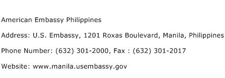 American Embassy Philippines Address Contact Number