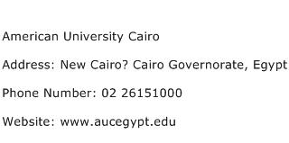 American University Cairo Address Contact Number