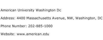 American University Washington Dc Address Contact Number