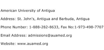 American University of Antigua Address Contact Number