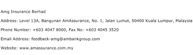Amg Insurance Berhad Address Contact Number