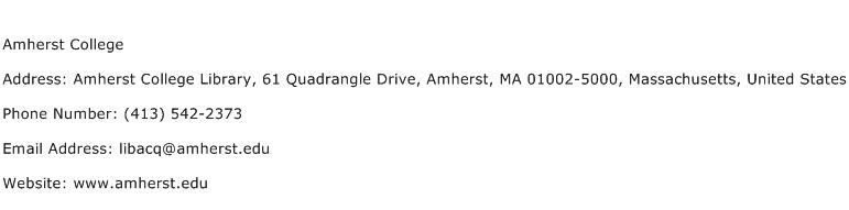 Amherst College Address Contact Number