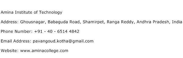 Amina Institute of Technology Address Contact Number